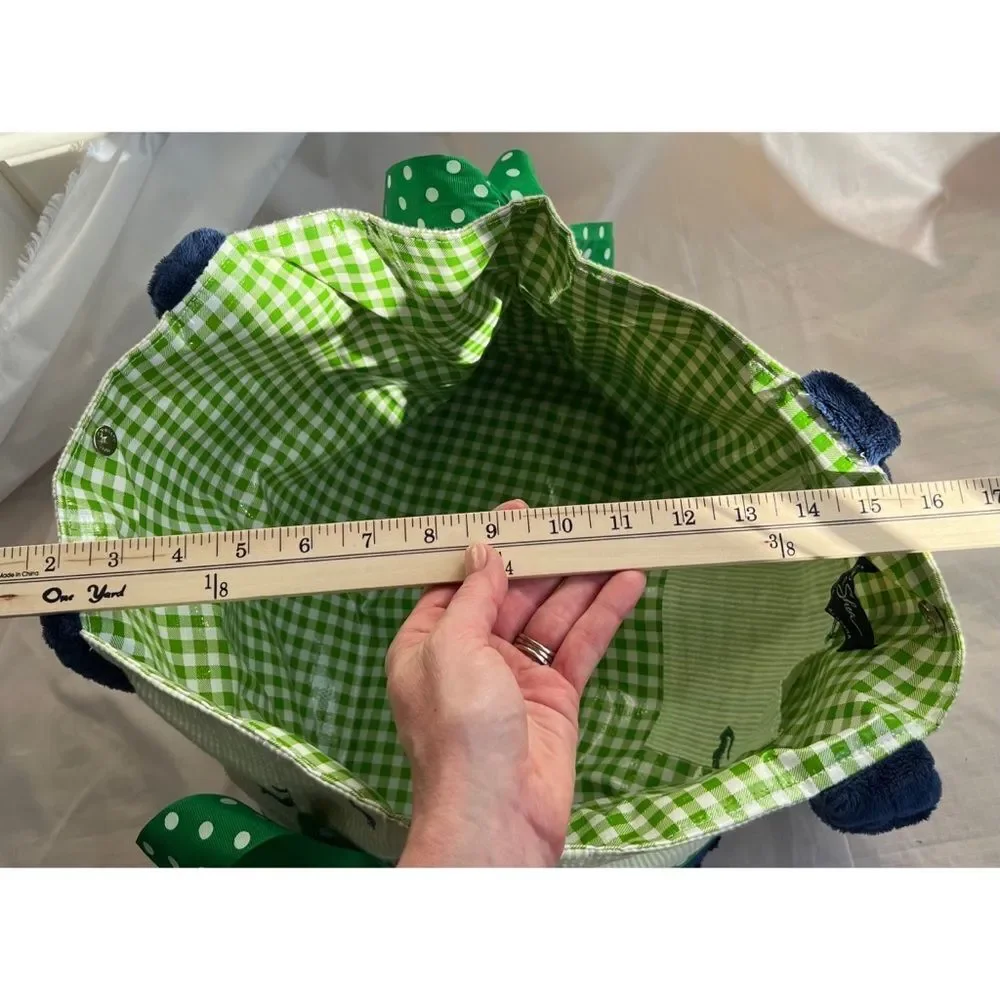 La Shea Montgomery Alabama Preppy Alligator seersucker polkadot bows duffle bag